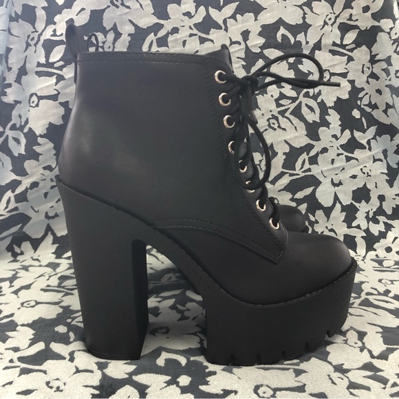 Black Chunky Ankle Boots - Picture 6 of 14